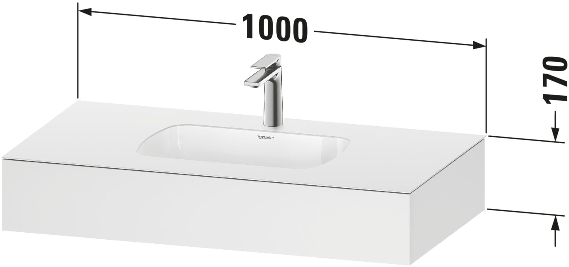 Duravit Einbauwaschtisch-Möbel-Set Qatego 100x55x17cm, w m, m K, 1 Ausschn, m ÜL (QA4691018180000)