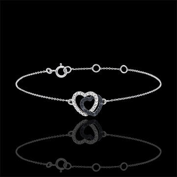 Edenly Armband Weissgold weisse- und schwarze Diamanten - Herzen Komplizen