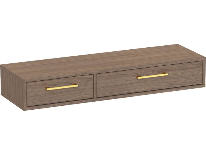 Konsole SCHILDMEYER Glenn, Art-Déco Design mit eleganten Goldakzenten, Made in Germany , nussbaum matt, B:103,7cm H:16,4cm T:32,05cm, Holzwerkstoff, Sideboards, Konsole, Modernes Nussbaum mit goldfarbenen Details, Made in Germany