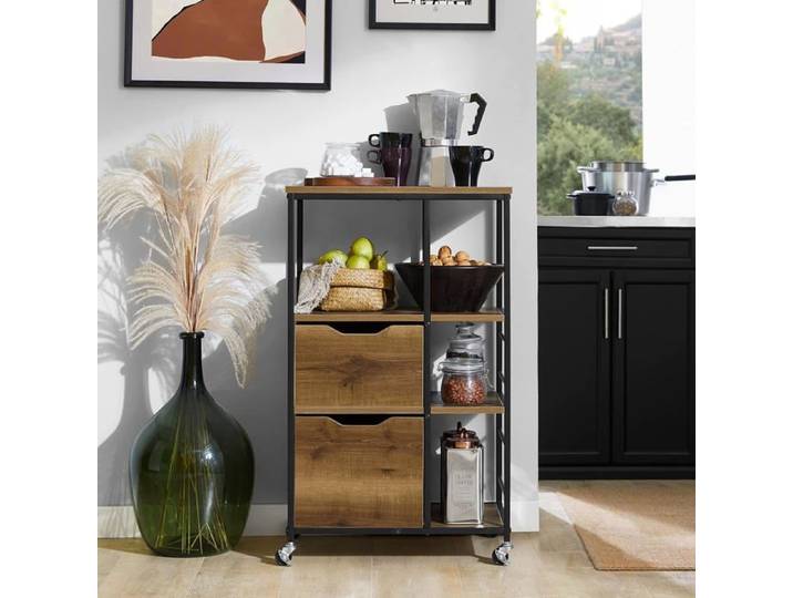 SoBuy FKW111-PF Meuble de Rangement à roulettes avec 3 Tiroirs et 3 Etagères 53x37x89 cm