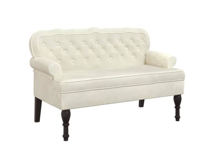 Banc avec dossier en velours crème - Marque - Modèle - Dimensions 119 5x64 5x75 cm - Style élégant