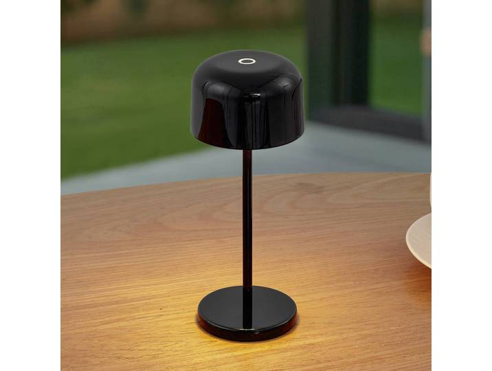 Lucande LED-Akku-Tischleuchte Quill, schwarz, CCT, dimmbar Quill Lucande,, schwarz, Aluminium, Modern