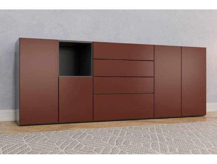 TV-Möbel nach Maß - RAL 8012 Rotbraun - 84x220x45cm - Individuell konfigurieren