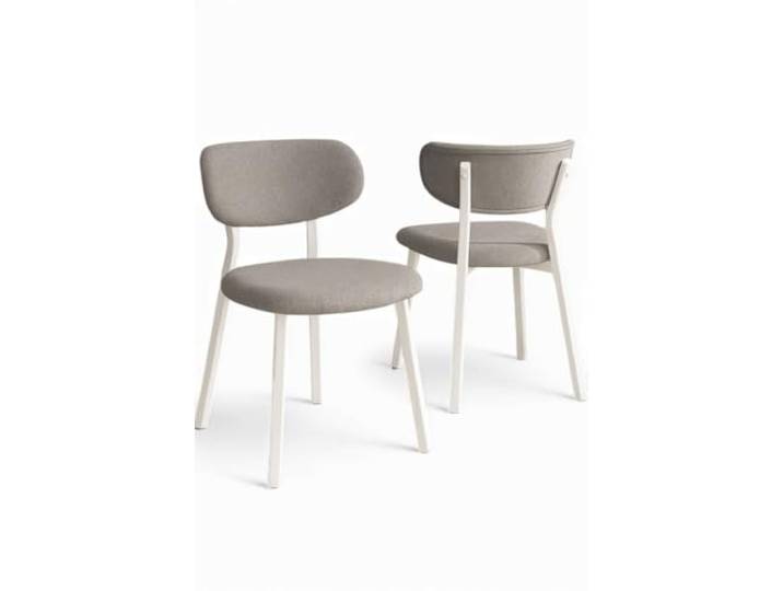 Hanah Home Modern Chair Set (2 Pieces), Grey & White Boucle, 46 x 45 x 85 cm 100% Metal Frame, Plywood Back, Comfortable Foam Scandinavian Design