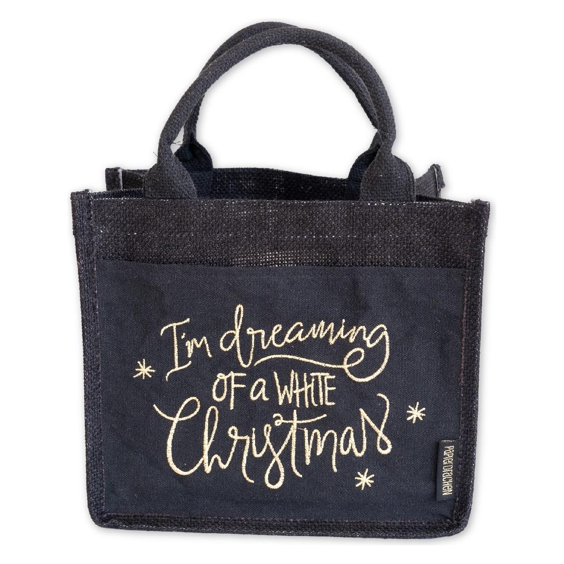 Papierdrachen Jutetasche zu Weihnachten - schwarz-gold (1x) (77420720)