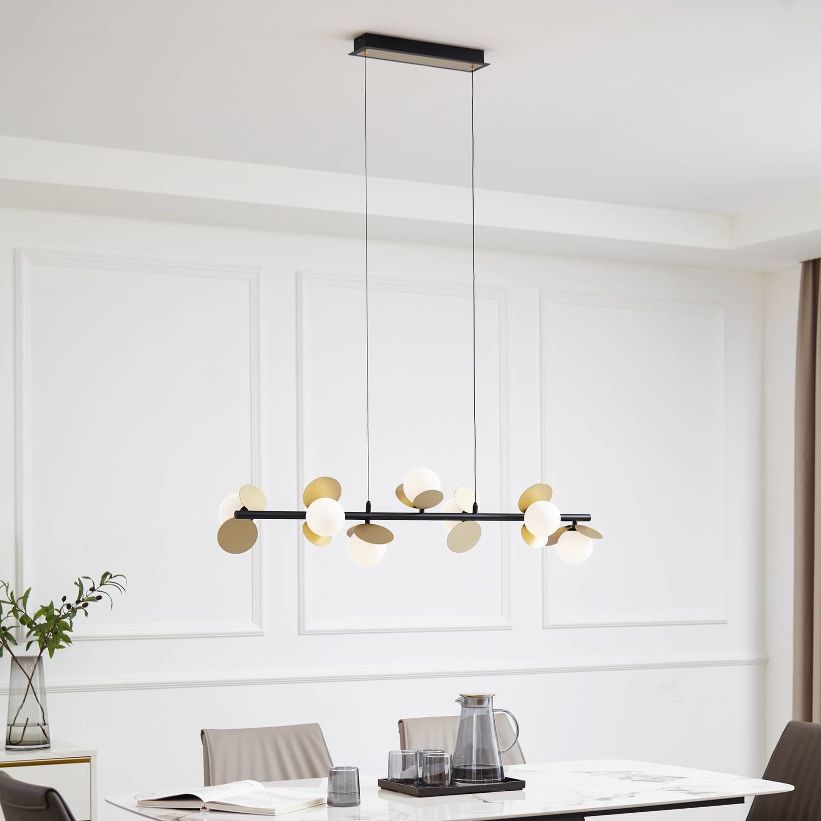 Hängelampe Pallo Lucande, dimmbar, schwarz, für Wohn- / Esszimmer, Metall, Modern