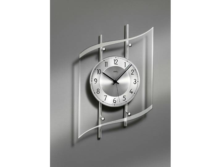 Wanduhr mit Funkuhrwerk, Silber