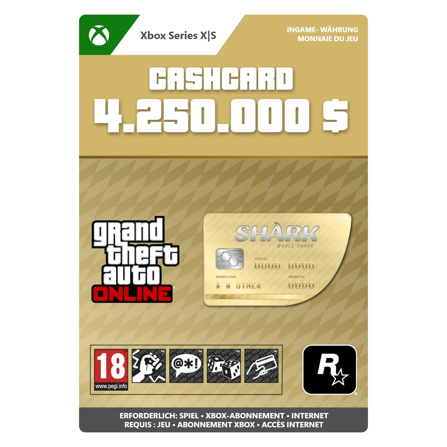 Microsoft Xbox GTA Online Whale Shark Cash Card Xbox Series XS Download Code (7F6-00578)