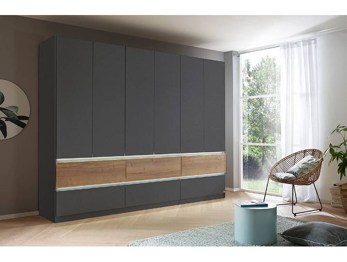 Drehtürenschrank Winnipeg 271cm mit Beleuchtung Grau/Graumetallic