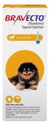 Bravecto Topical For X-Small Dogs (4.4 - 9.9 Lbs) Yellow 3 Doses