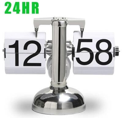 Uplift Picks Retro Automatic Flip Table Clock With Large Number Display white Silver (24h)