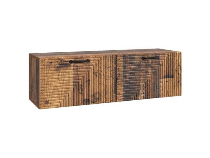 KUPTYERFG TV Board Wandmontiert Altholz-Optik 98x31x30 cm TV Schrank Platzsparende Hängekonsole für Wohnzimmer und Schlafzimmer mit klappbaren Türen und 60 kg Belastbarkeit.