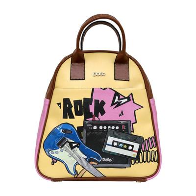 Handytasche DOGO "Como Bag Rucksack Rock On Damen Backpack", Gr. onesize, bunt (gelb), Kunstleder, Taschen, Handgefertigt