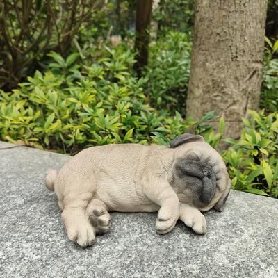 Hi-Line Gift Pug Dreamland: Cozy Brown Polyresin Sleeping Pug Figurine
