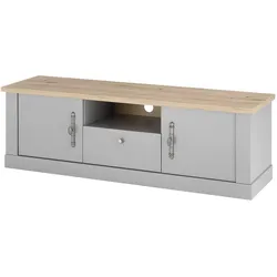 TV-LOWBOARD grau, Artisan Eiche Landhaus 155 cm, TV Unterteil mit viel Stauraum
