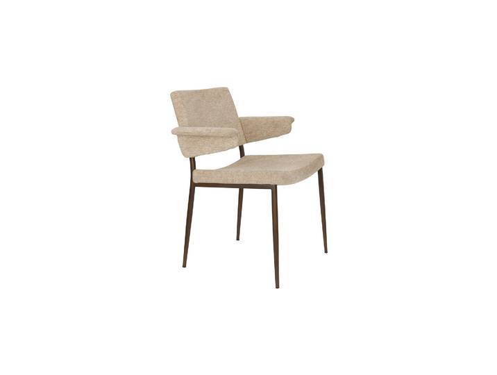 Fauteuil de table en tissu beige Portland