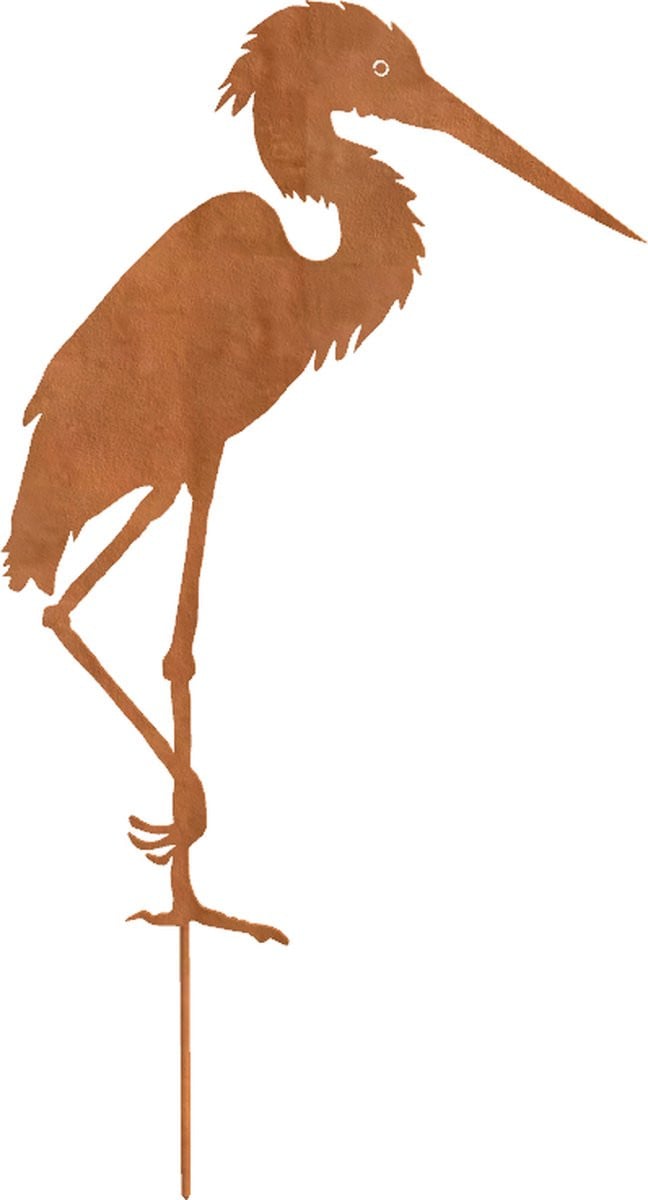 Industrial Garden Reiger tuindecoratie van cortenstaal Breedte: 42 cm, Hoogte: 70 cm