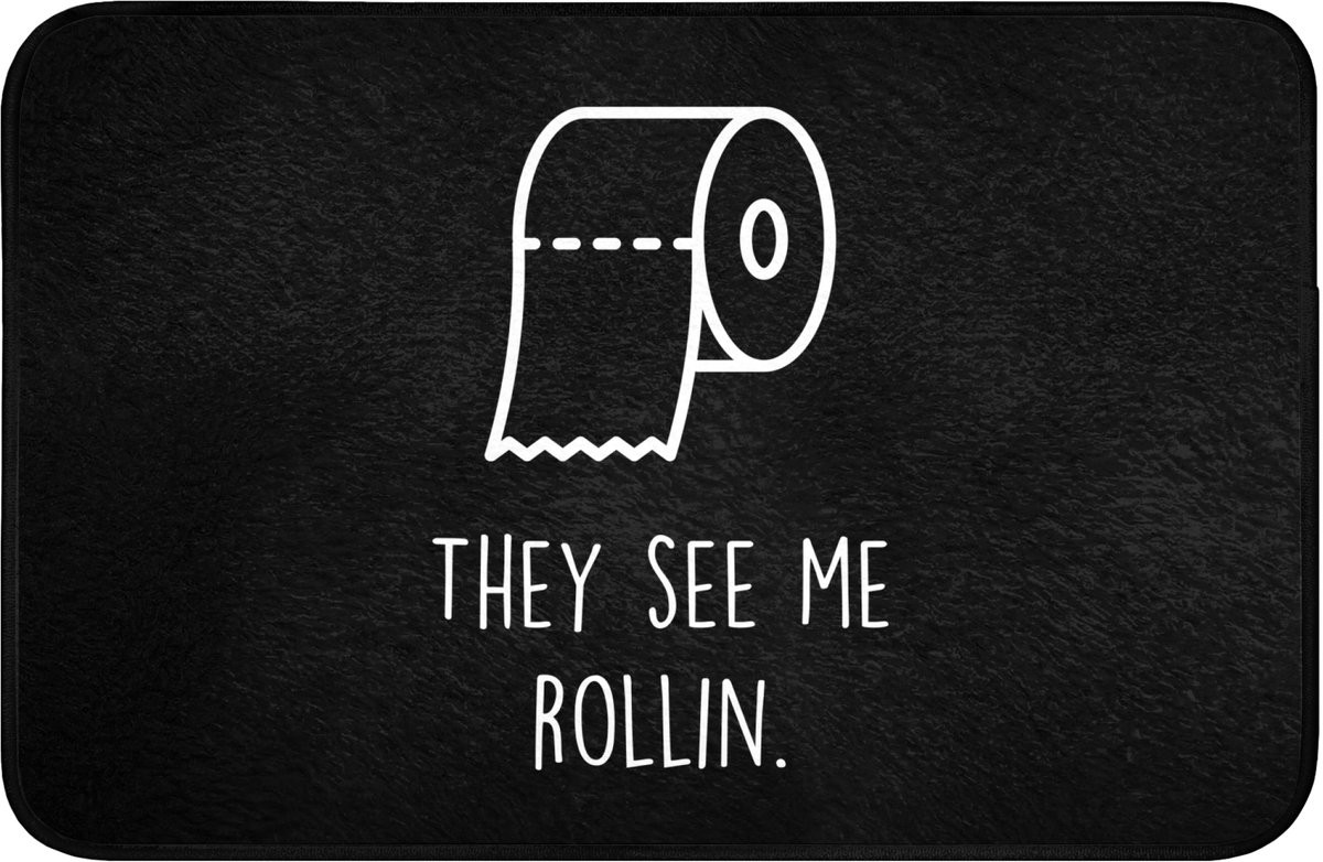 OnlyWow Antislip WC mat Quotes - They see me rollin - Zwart - 60 x 40 cm