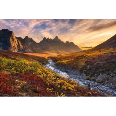 Fototapete PAPERMOON "Photo-Art CHRIS MOORE, BERGPARADIES", bunt, B:4m L:2,6m, Vlies, Tapeten