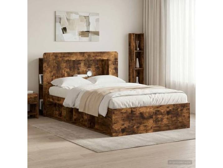 RJPLMFV Kopfteil für Betten, rauchige Eiche, Holz Ablagefächer, modernes Design, Wandmontage, einfache Reinigung