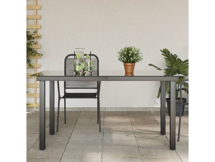Maison Exclusive - Table de jardin noire 150 x 90 x 74 cm en aluminium et verre