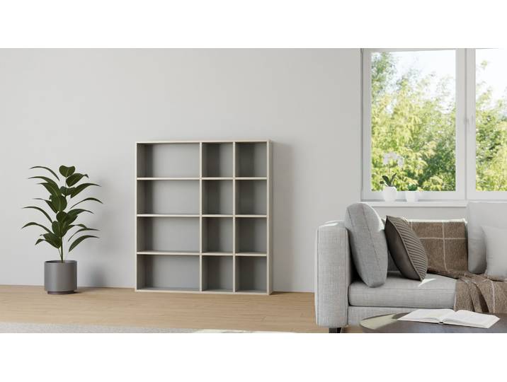Pickawood Bibliothèque - Personnalisable - blanc/gris/noir Mélaminé premium Gris Bord contre­plaqué