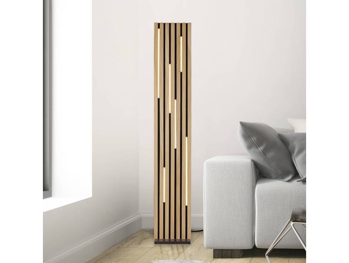 Q-Smart-Home Paul Neuhaus Smart-LED-Stehlampe Q-Akustik Holz Höhe 162 cm Q-Akustik, dimmbar, Holz hell, für Wohn- / Esszimmer, Holz, Modern