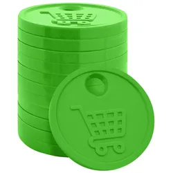 CombiCraft blanko Einkaufswagenchips 0,50 € Format aus starkem Kunststoff in Grün - 100 Stück