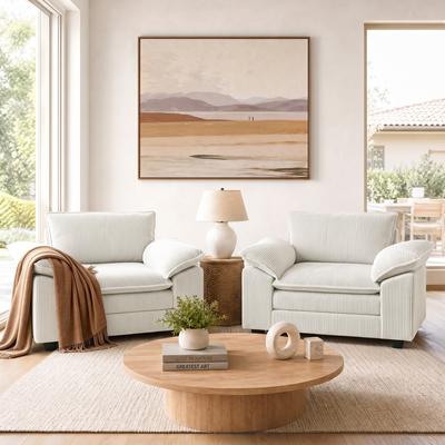 Uixe "53"" Wide Modern Corduroy Upholstered Armchair Sofa (Set of 2)"