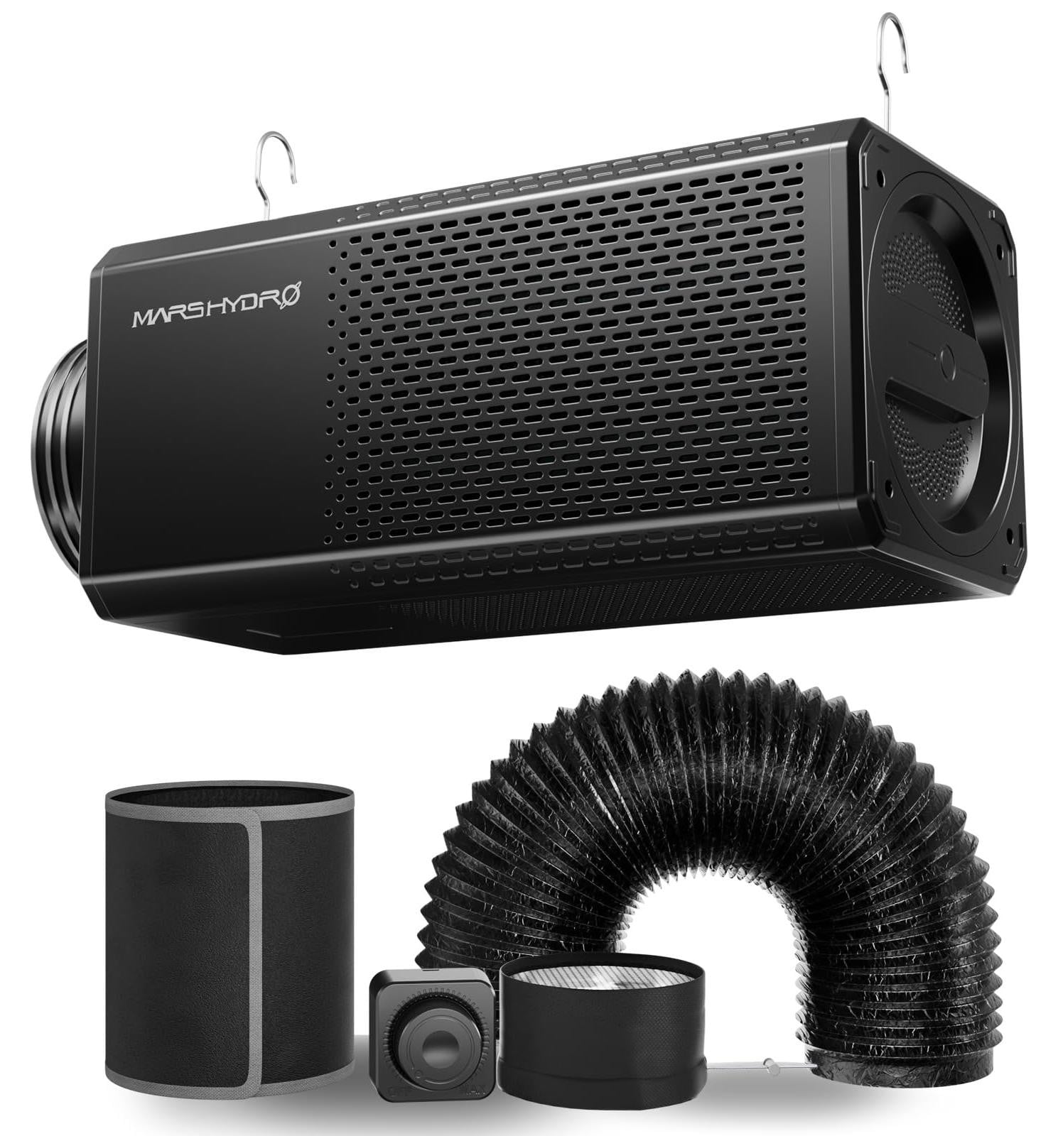 Lustrens 2-in-1 buisventilator met actieve koolfilter en toerentalregelaar