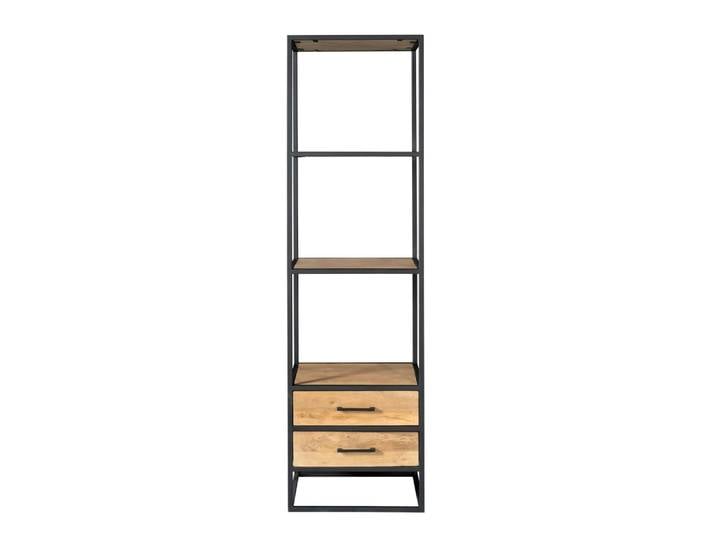 Colonne de salon bois clair 3 plateaux 2 tiroirs