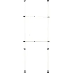 Helloshop26 - Verstellbare Teleskop-Garderobe Kleiderschrankstütze 305 cm weiß 03_0003505
