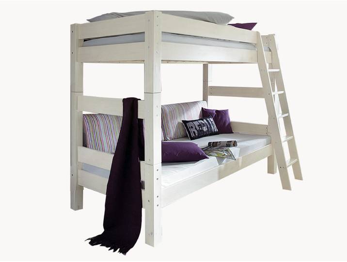 Etagenbett Pico - 90x200 cm - Kiefer - weiß-lasiert