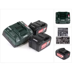 Metabo, Werkzeugakku + Ladegerät, Akku Basis Set 18V mit 2x Akku 5,2Ah + Ladegerät ASC 145 ( 685051380 ) (18 V)