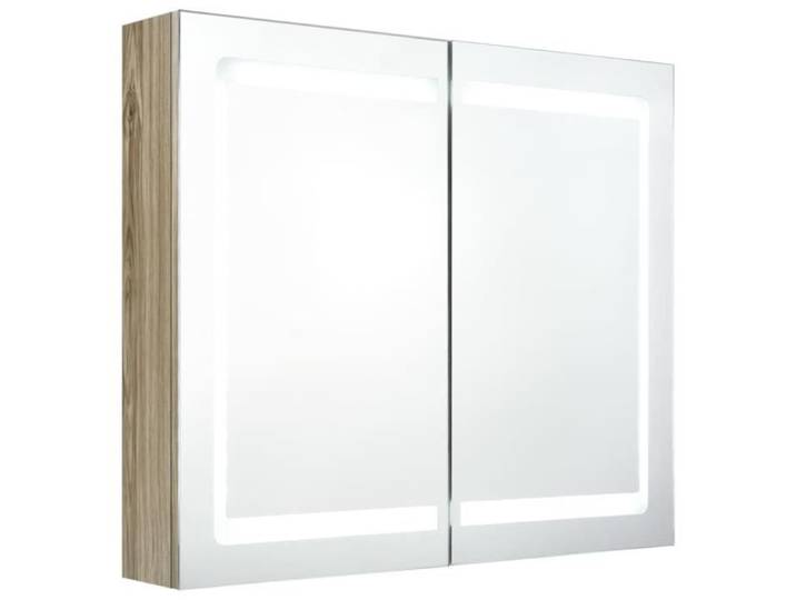 Armoire de salle de bain à miroir LED - AYNEFY - Chêne - Contemporain - Design