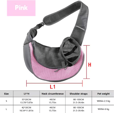 Inspire Picks Breathable Dog Sling Carrier Backpack For Puppies & Cats Travel Crossbody Pet Bag pink s