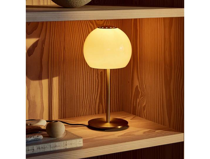 FRANDSEN Tischlampe Ball Glass, creme / amber, für Wohn- / Esszimmer, Glas, Design