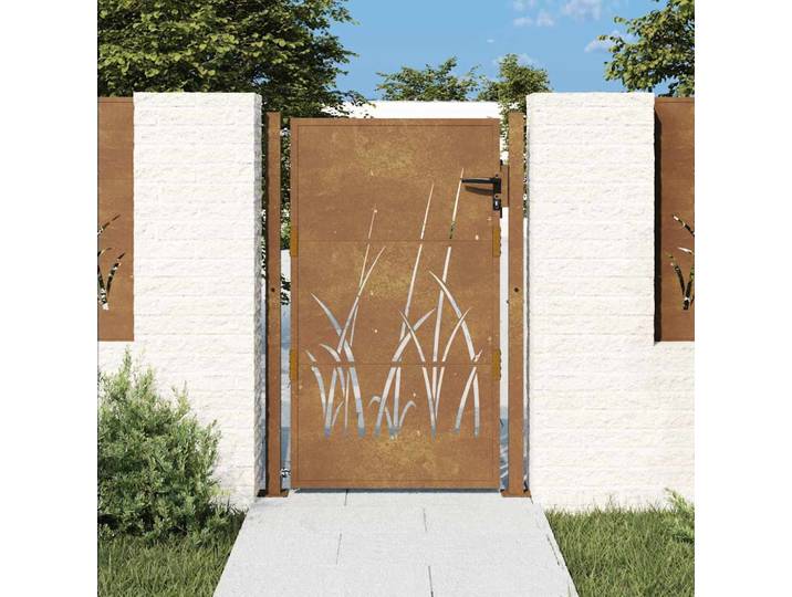 vidaXL Gartentor 100x125 cm Cortenstahl Gras-Design