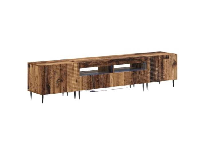 vidaXL 3-teiliges LED TV Regal Altholz Holzwerkstoff Schlanke Linien und minimalistische Details, Mehrere Fächer für ordentlichen Platz, Flexible LED-Streifenlichter inklusive