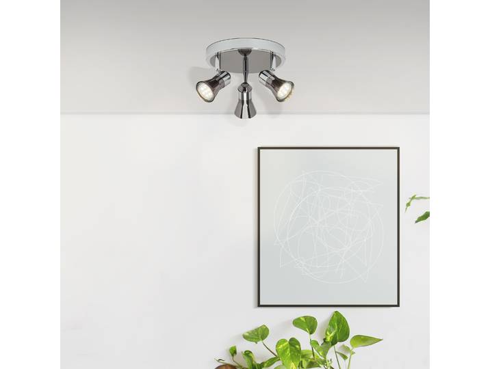 BRILLIANT LED Deckenleuchte Jupp zeitloses Spotrondell 3-flammig Metall chrom/schwarz schwenkbare Köpfe 3x GU10 max. 7 W