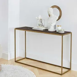 Konsolentisch Wandtisch aus Metall mit Massivholzplatte