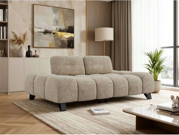 MKS MÖBEL 3-Sitzer Sofa NERANO, Polstersofa, Wellenfedern, Metallfüße, regulierbare Sitztiefe