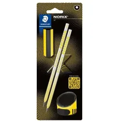 Staedtler 4-tlg. Bleistift-Set »NORIX« HB mit Radiergummi und Spitzdose gelb