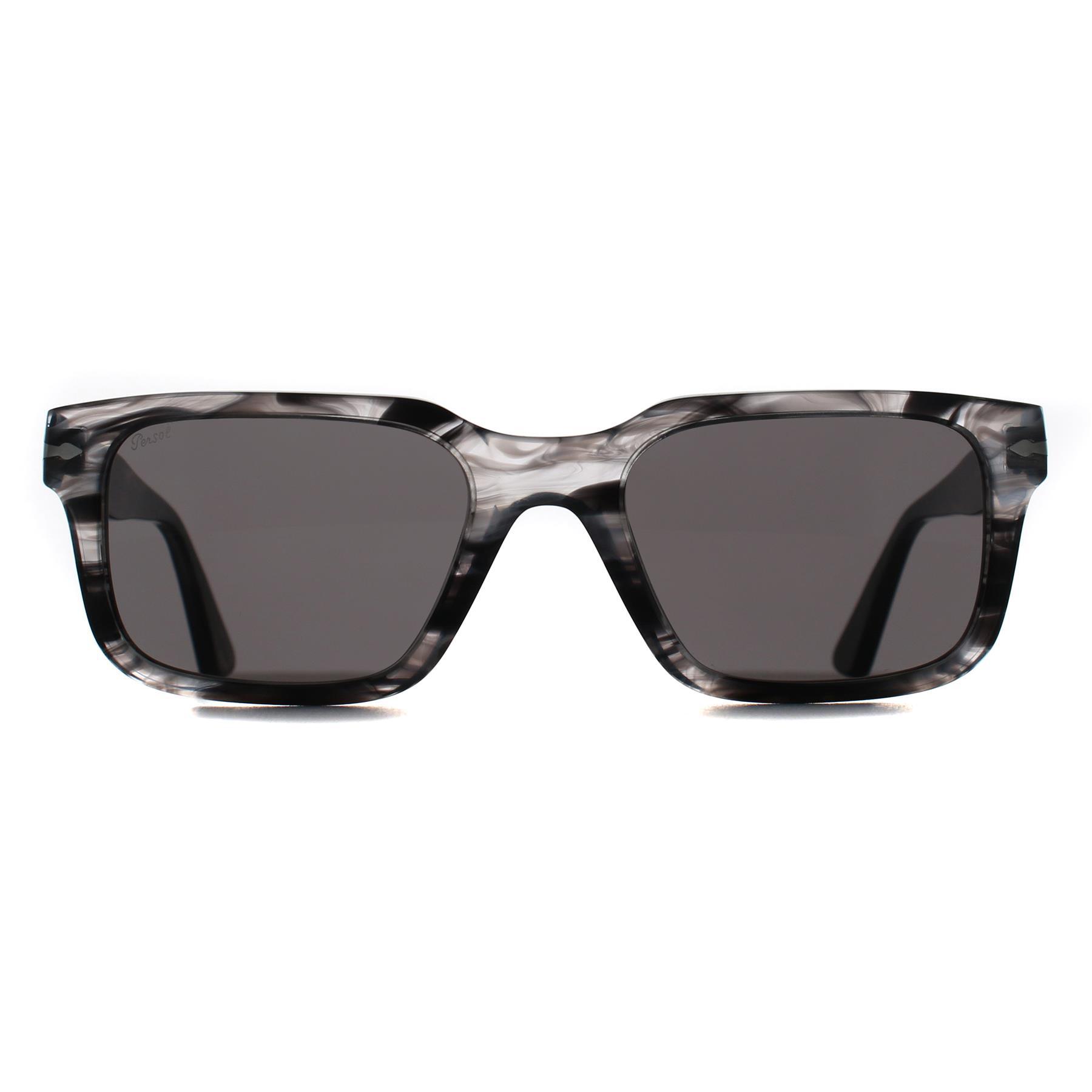 Persol PO3272S 1238B1 gestreifte Sonnenbrille schwarz & grau dunkelgrau