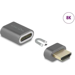 Delock HDMI Adapter Stecker zu Buchse 8K 60 Hz magnetisch, Video Adapter, Grau