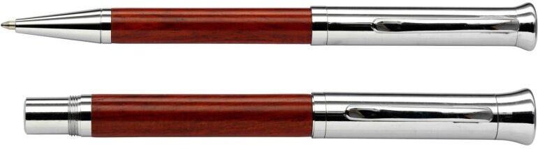 Parure publicitaire stylo bille roller Robin brun