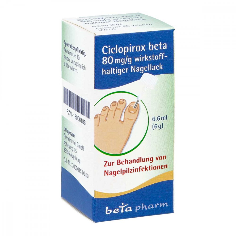 betapharm Arzneimittel GmbH Ciclopirox Beta 80 mg/g wirkstoffhaltiger Nagellack 16006186