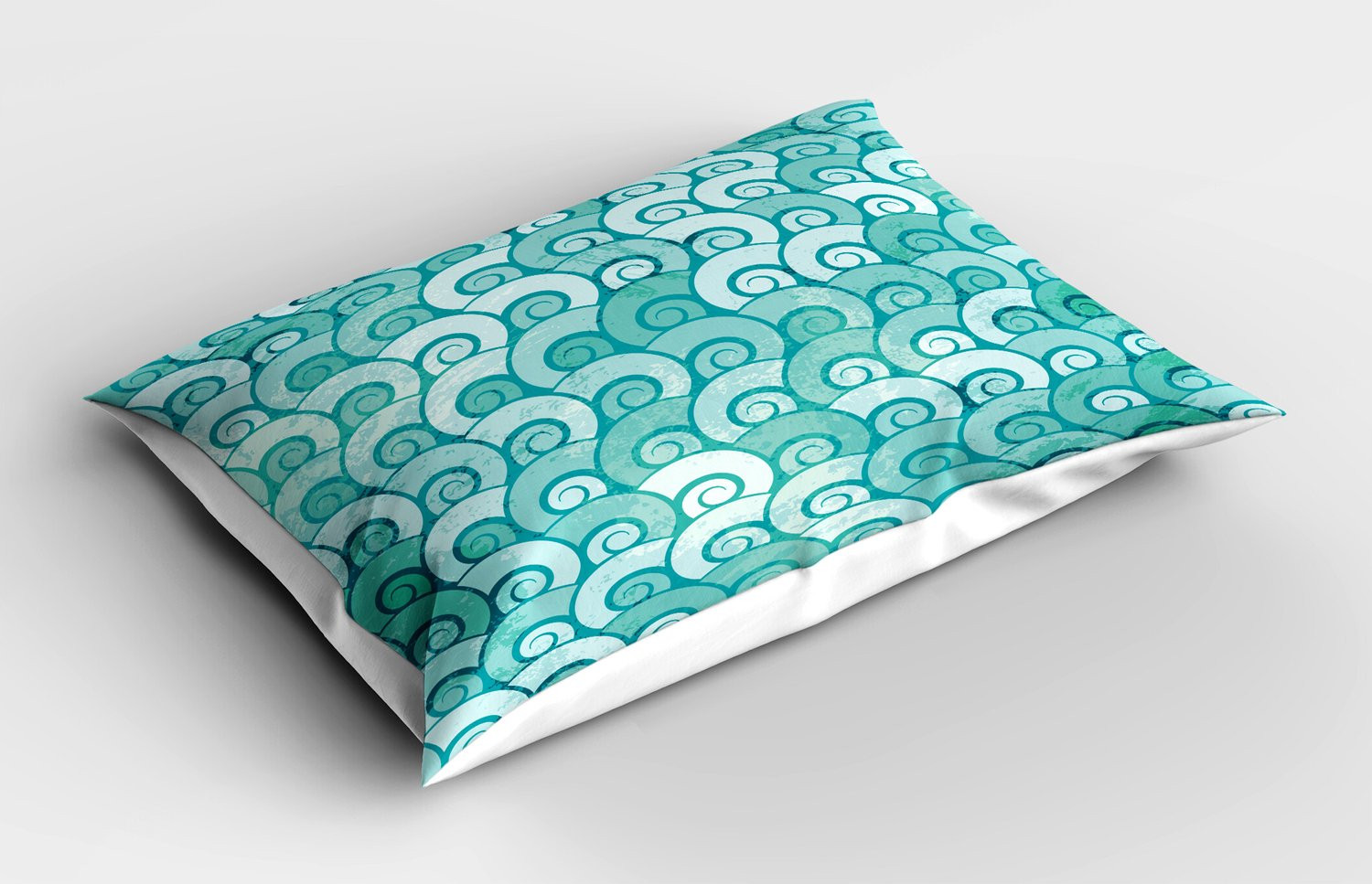 ABAKUHAUS Oceaan Kussensloop met Abstract Maritiem Golfpatroon, Aqua, 90 x 50 cm