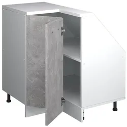 Vicco, Gartenhaus + Gartenschrank, Dachschrägenschrank Eckschrank Rion, Beton/Weiss/Weiss, 75.6 x 81.6 cm mit 1 Tür