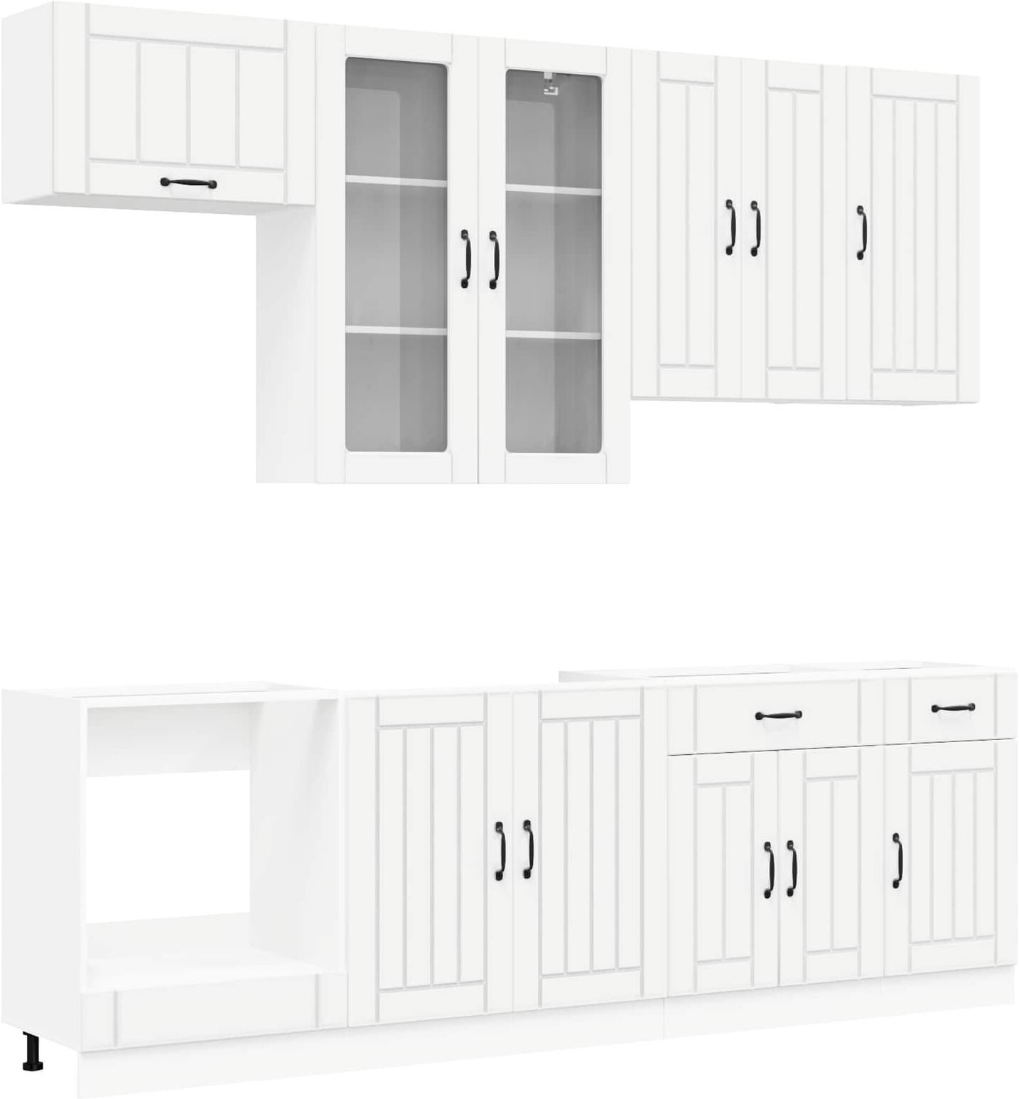 vidaXL Unité de cuisine LUCCA 8 pc Blanc Bois d'ingénierie